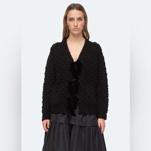 SEA New York Black Wool Blend Teresa Long Sleeve Cardigan Size Small